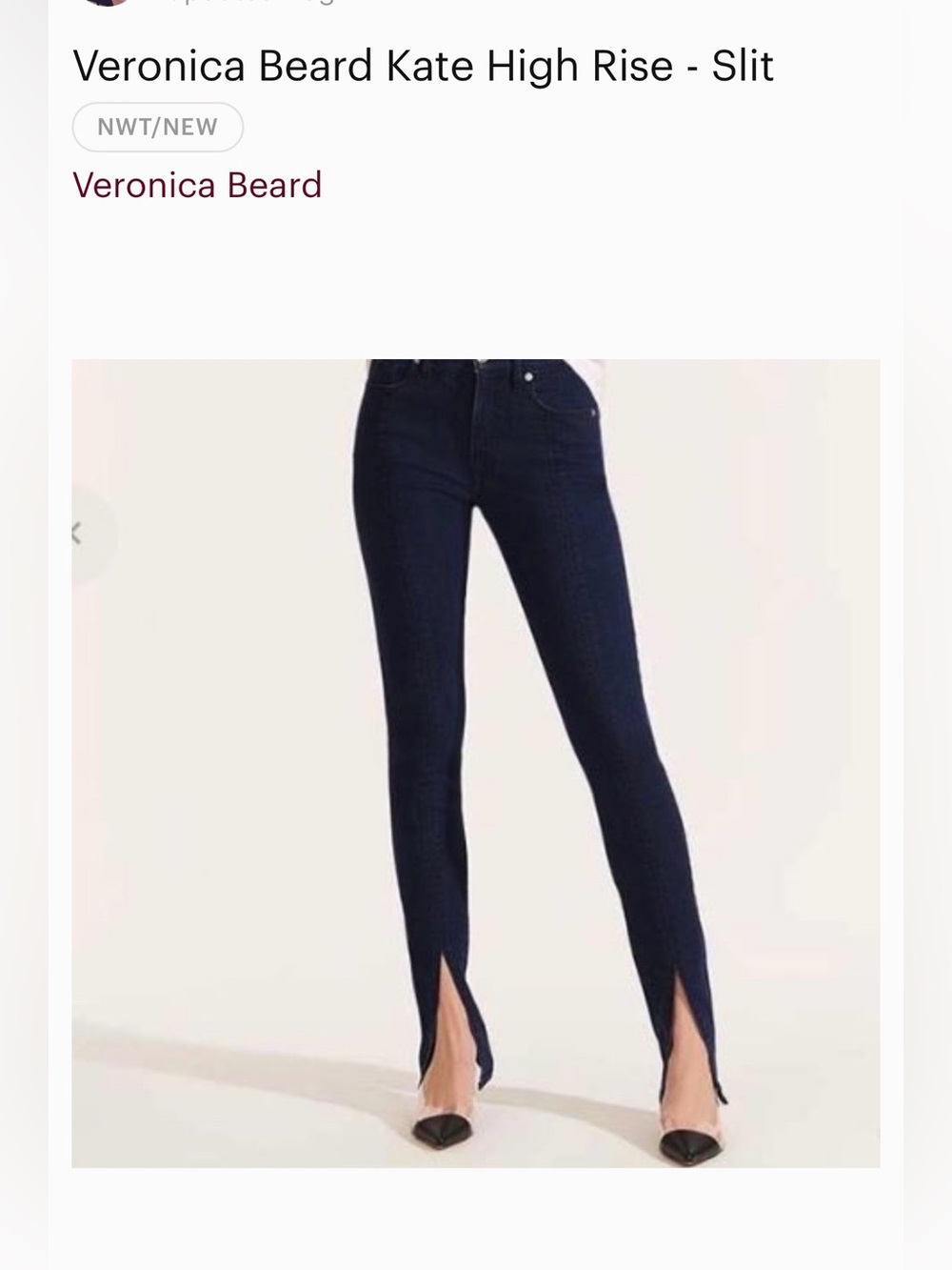 Veronica Beard Dark Blue High-Rise Split Hem Skinny Jeans